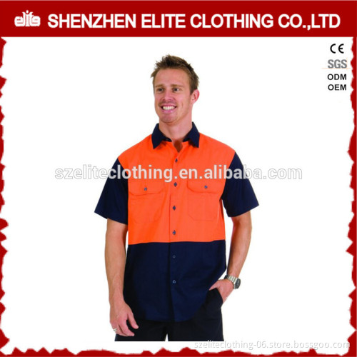 reflective tape lightweight cotton short sleeves hi viz orange work shirt
